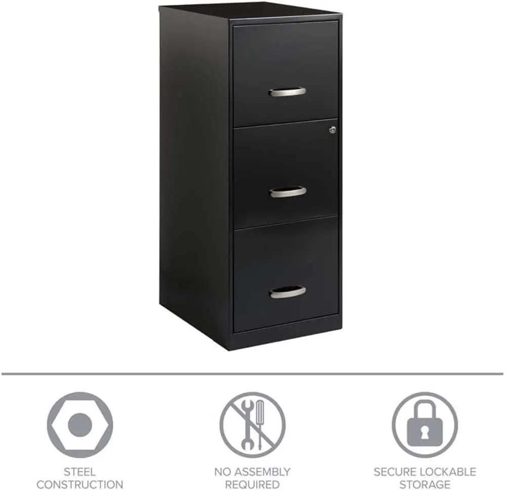 Cooper 3-Drawer Letter File Cabinet Black for Office from PriceLows™