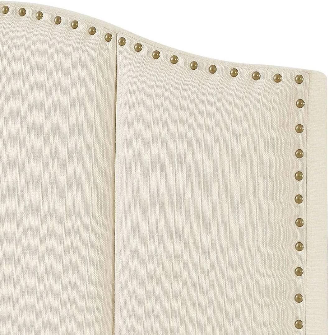 Elegant Upholstered King Size Headboard with Nailhead Trim from PriceLows™