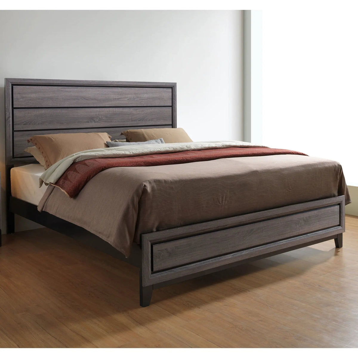 Mirage Panel Bed | Contemporary Panel Headboard | Rubber Wood Construction | 86 Inch Length