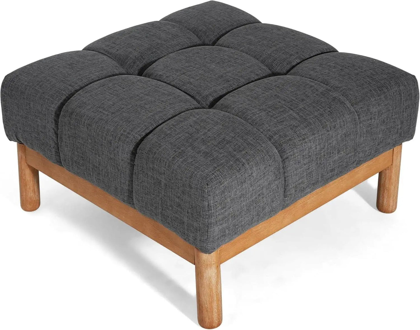Modern Gray Fabric Ottoman With Walnut Finish WoodFrame from PriceLows™