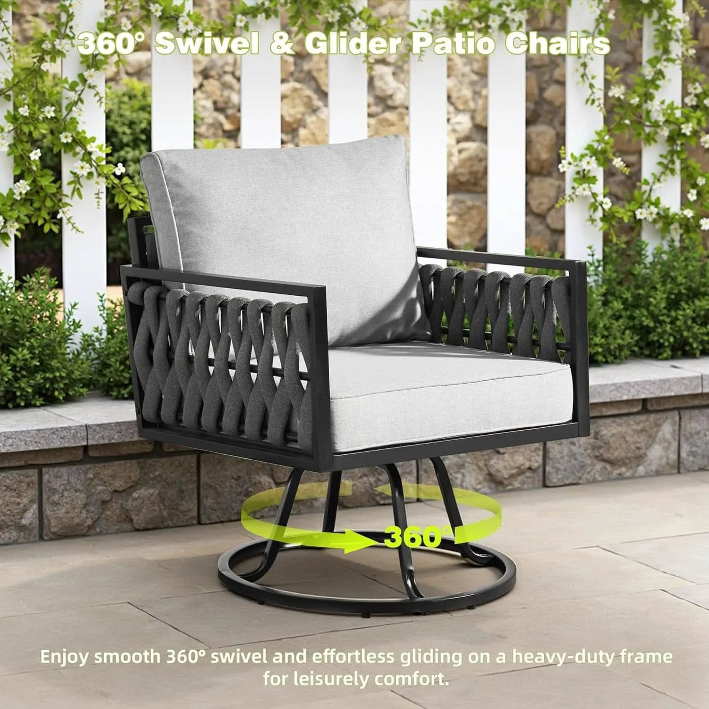 Outdoor Patio Furniture Set with Swivel Chair and Table from PriceLows™