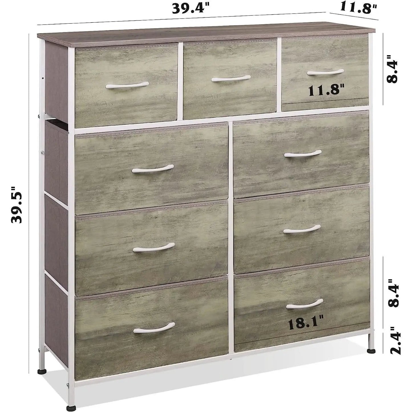 Fabric Storage Tower With Nine Drawers Greige For Bedrooms And Nurseries from PriceLows™