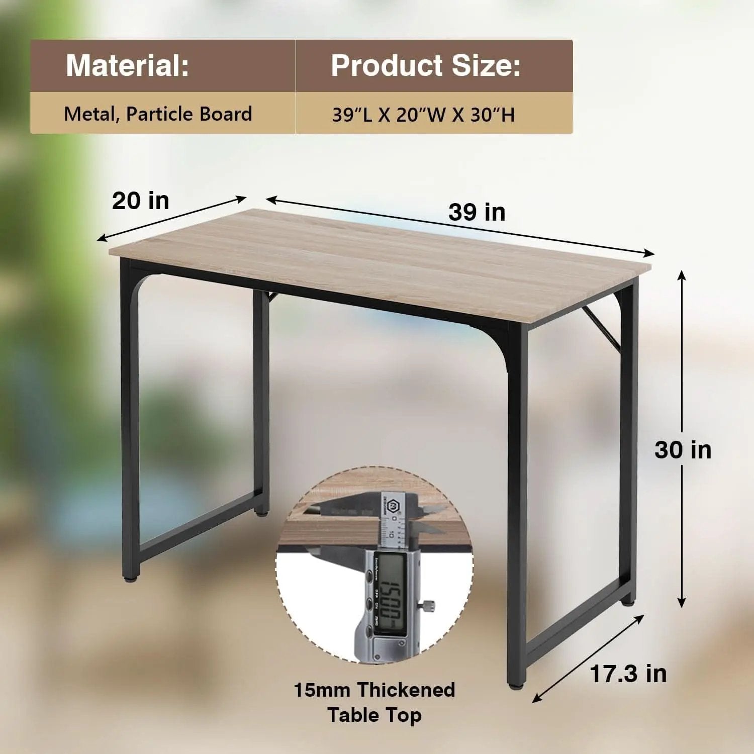 39 Inch Computer Desk Nature Wood Home Office Writing Table from PriceLows™