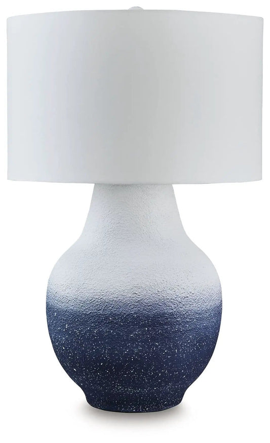 Dashland Metal Table Lamp | 20.25 x 20.25 x 31.25 in | Fabric & Metal | White / Navy