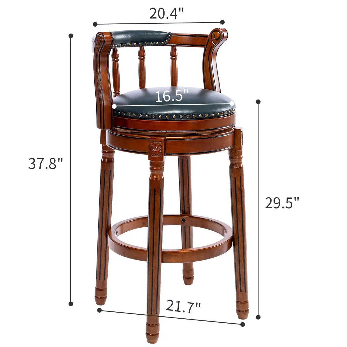 Swivel Bar Stool | Cow Top Upholstery | 360 Degree Swivel | Bar Height Chair With Back