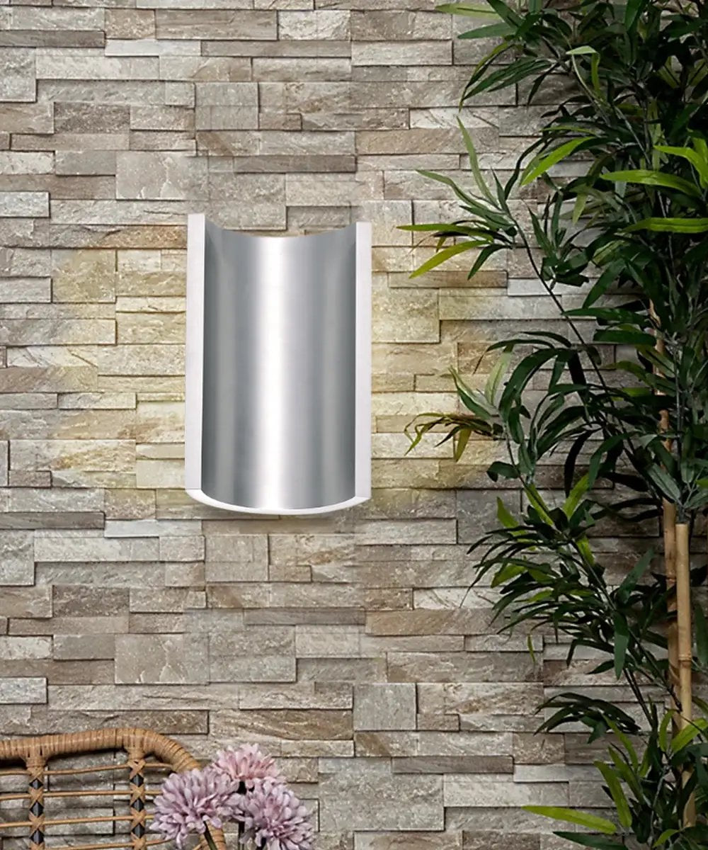 2-Light LED Outdoor Wall Sconce | 5-Inch Satin Aluminum | Indoor Outdoor Use