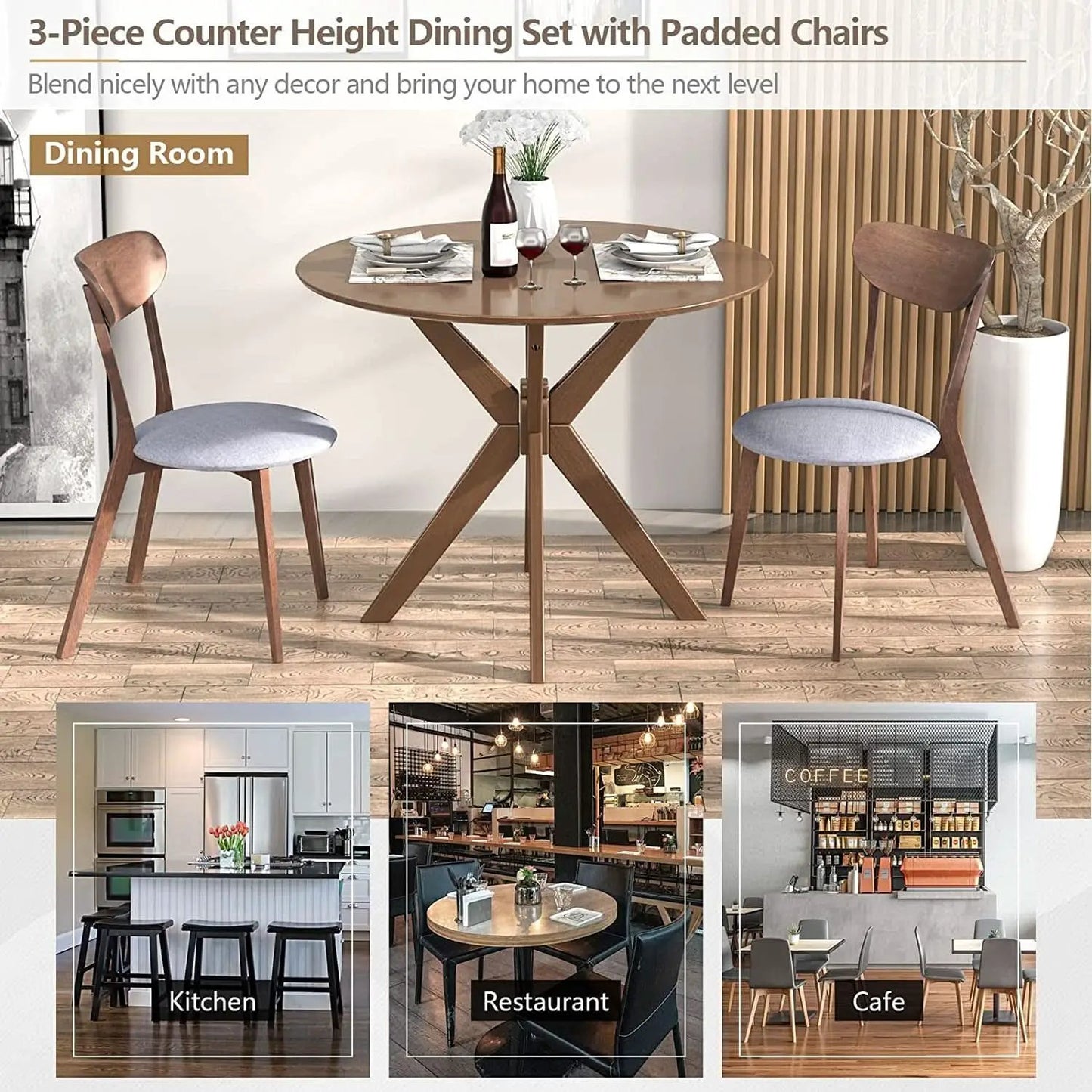 Round Dining Table Set 36 Inch With Cushioned Chairs from PriceLows™
