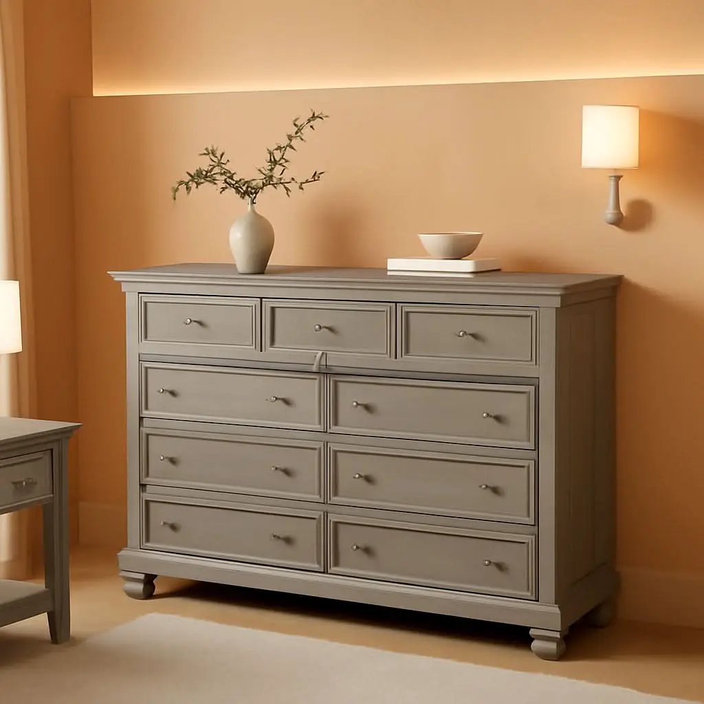 Lettner Modern Traditional 7 Drawer Dresser In Light Gray from PriceLows™