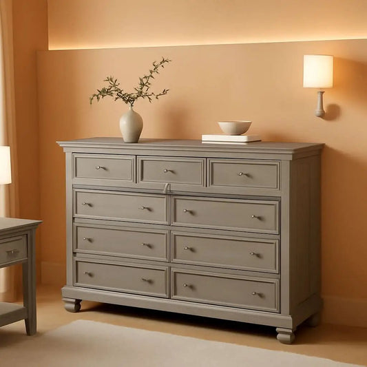 Lettner Modern Traditional 7 Drawer Dresser In Light Gray from PriceLows™