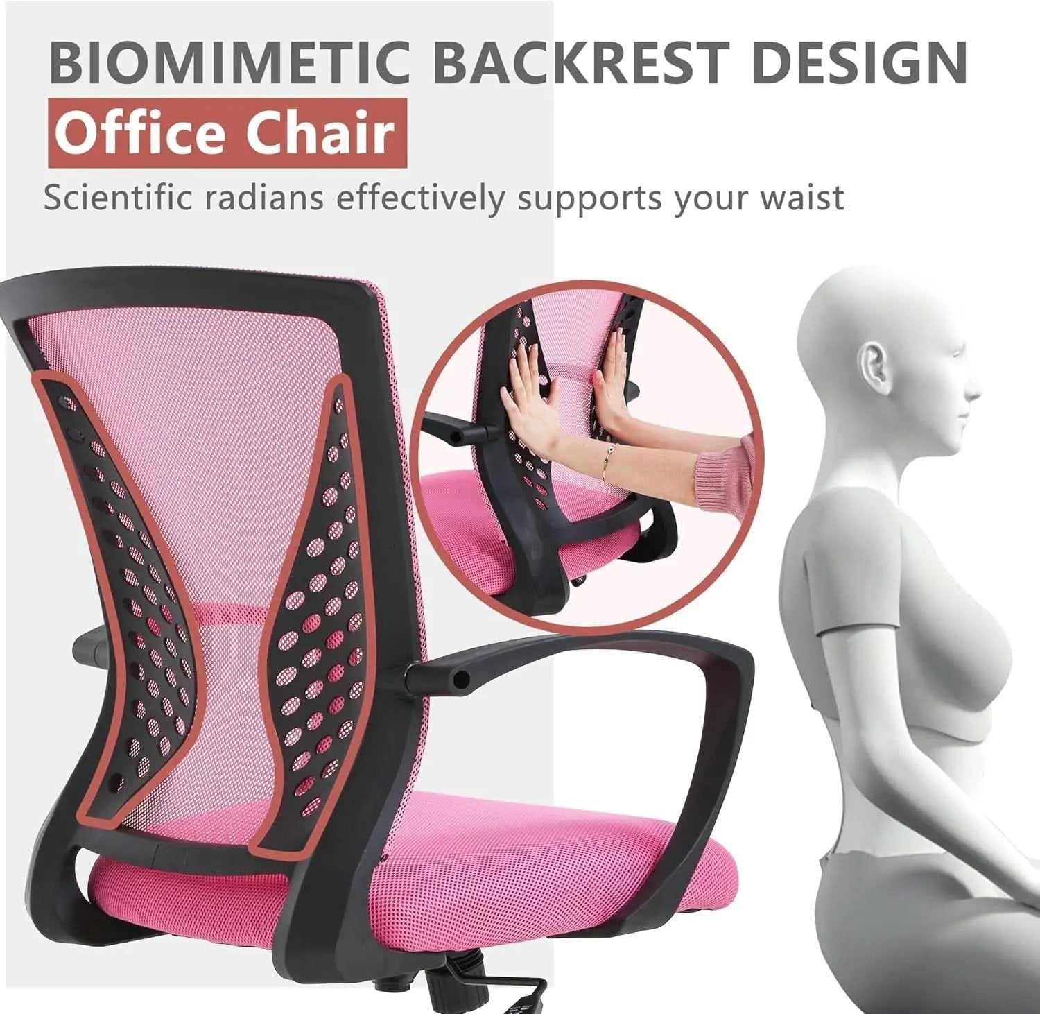 Pink Ergonomic Gaming Chair With Lumbar Support 360 Swivel from PriceLows™