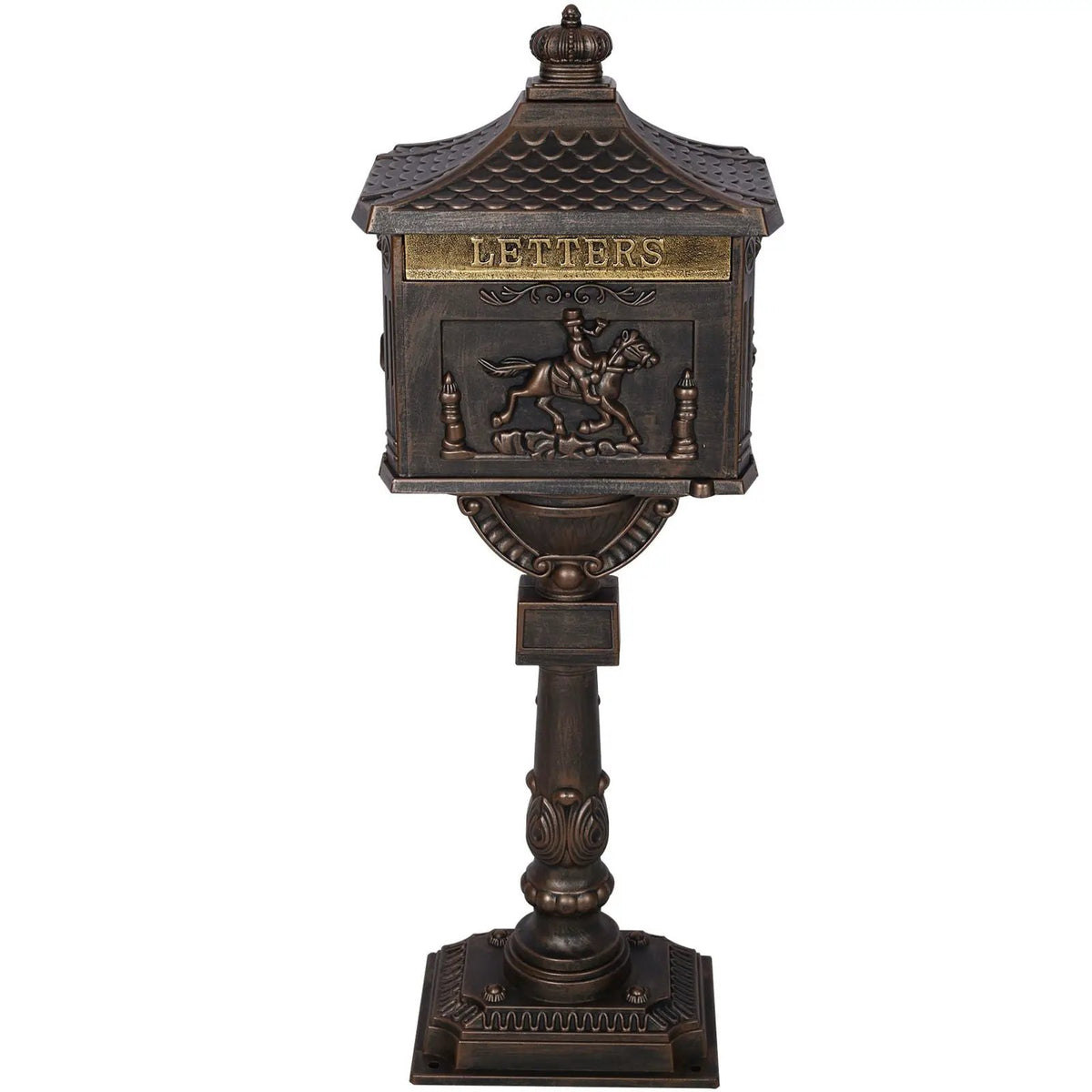 Cast Aluminum Mailbox | 45.5 Inch Height | Spacious Interior | Postal Box Design