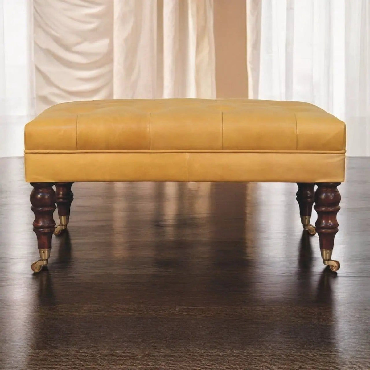 Buffalo Ottoman With Castor Legs | 7 Pieces | Mango Wood | Living Room