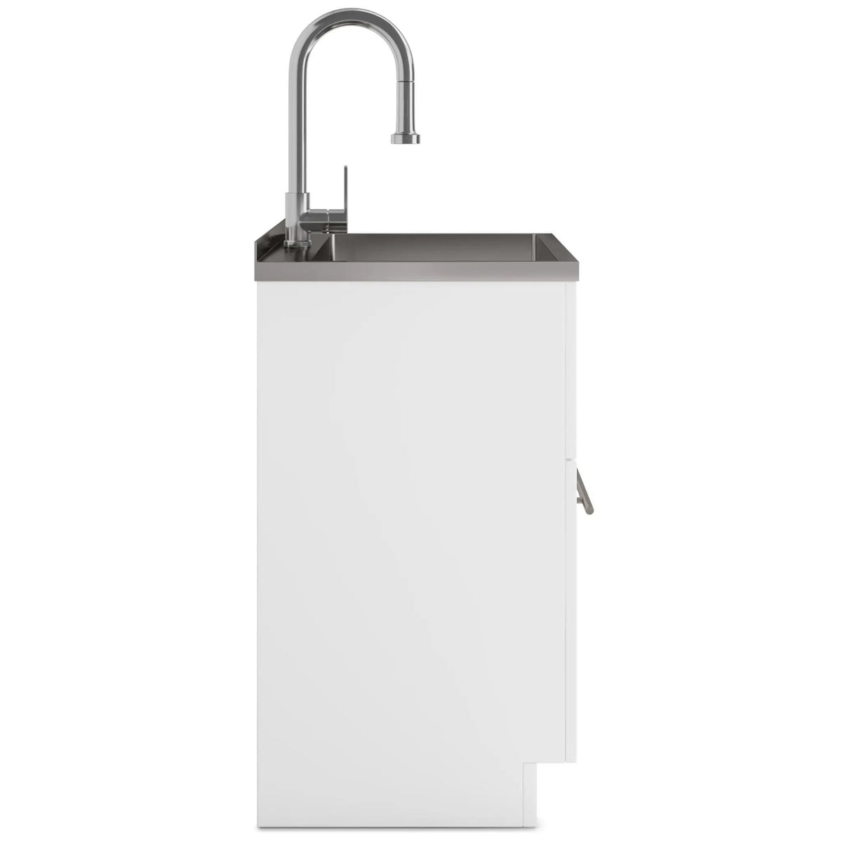Metro Laundry Cabinet | Faucet And Stainless Steel Sink | Large Bottom Drawer | Melamine Cabinet
