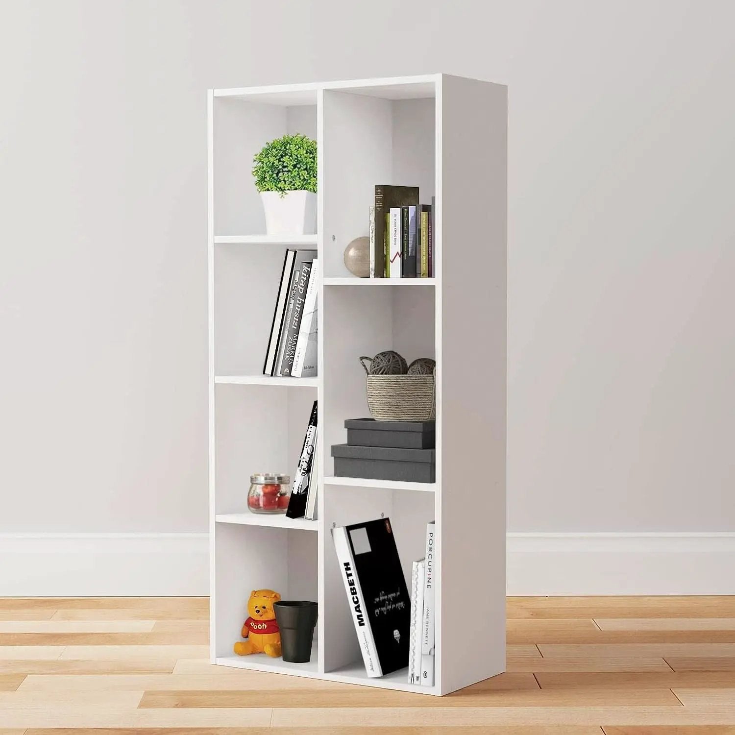White 7 Cube Organizer Bookcase Storage Shelves Unit from PriceLows™