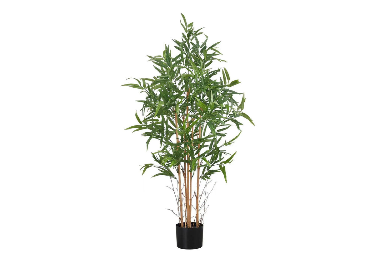 50 Inch Artificial Bamboo Tree | 640 Green Leaves | Indoor Faux Floor Plant | 5 Inch Sleek Pot