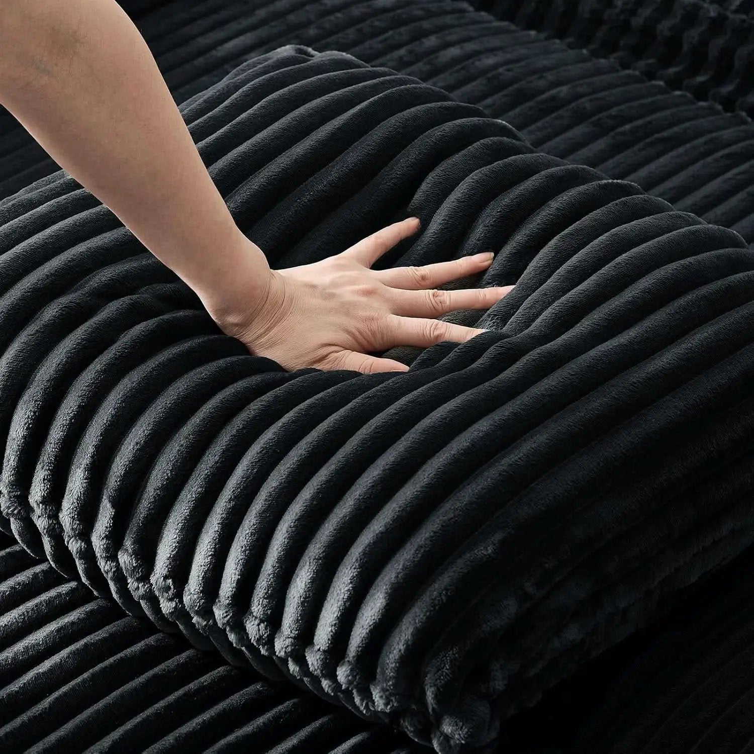 53 Inches Black Corduroy Fabric Sleeper Sofa USBPort from PriceLows™