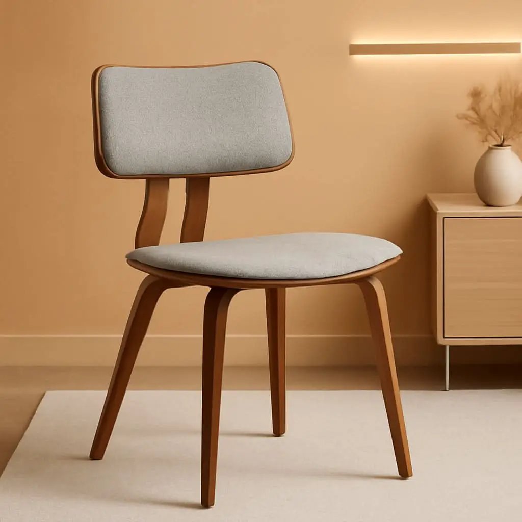 Jaguar Mid Century Modern Dining Chair Grey Fabric Walnut from PriceLows™