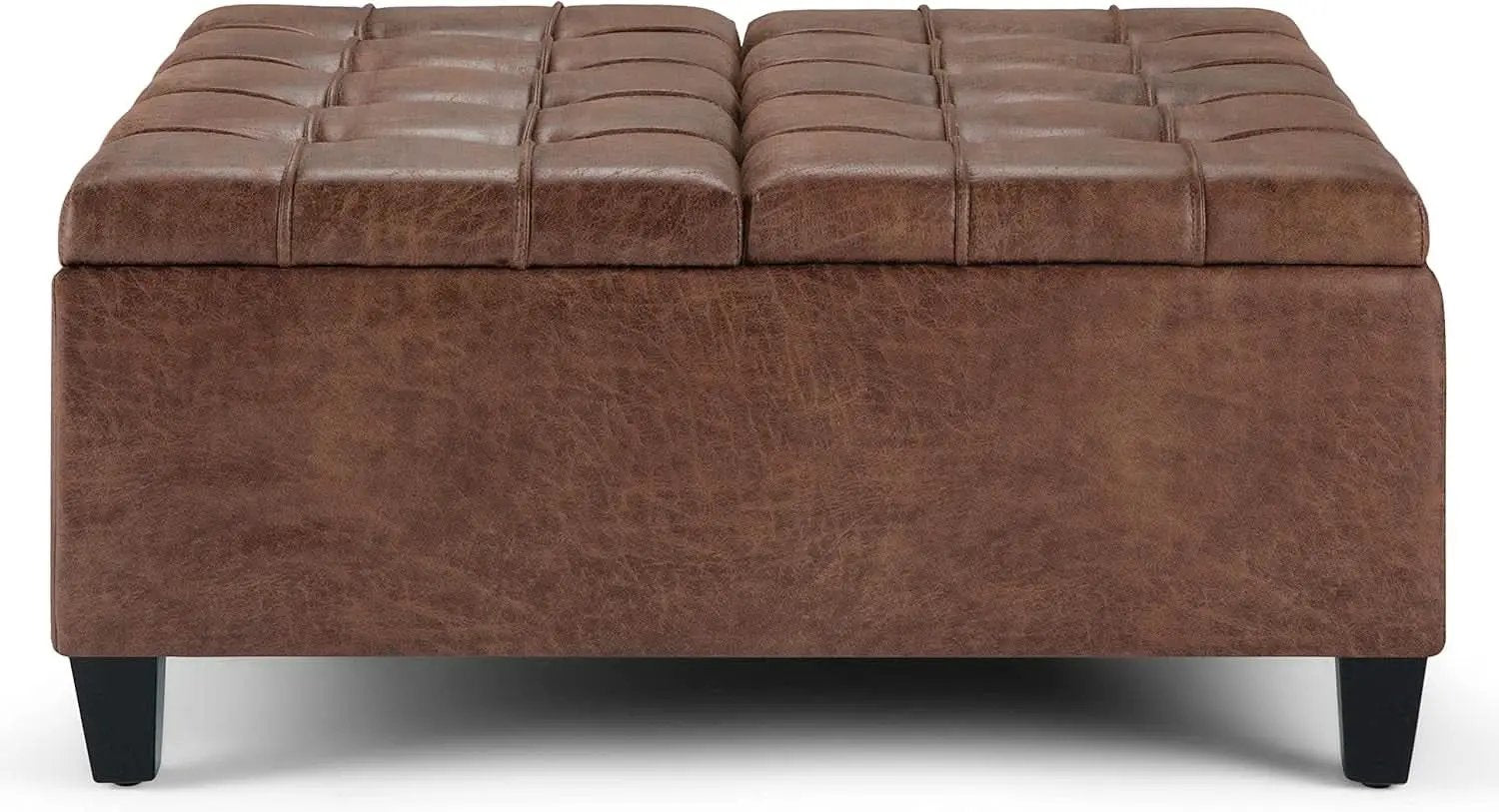 Distressed Umber 36 Inch Storage Ottoman Vegan Faux Leather from PriceLows™