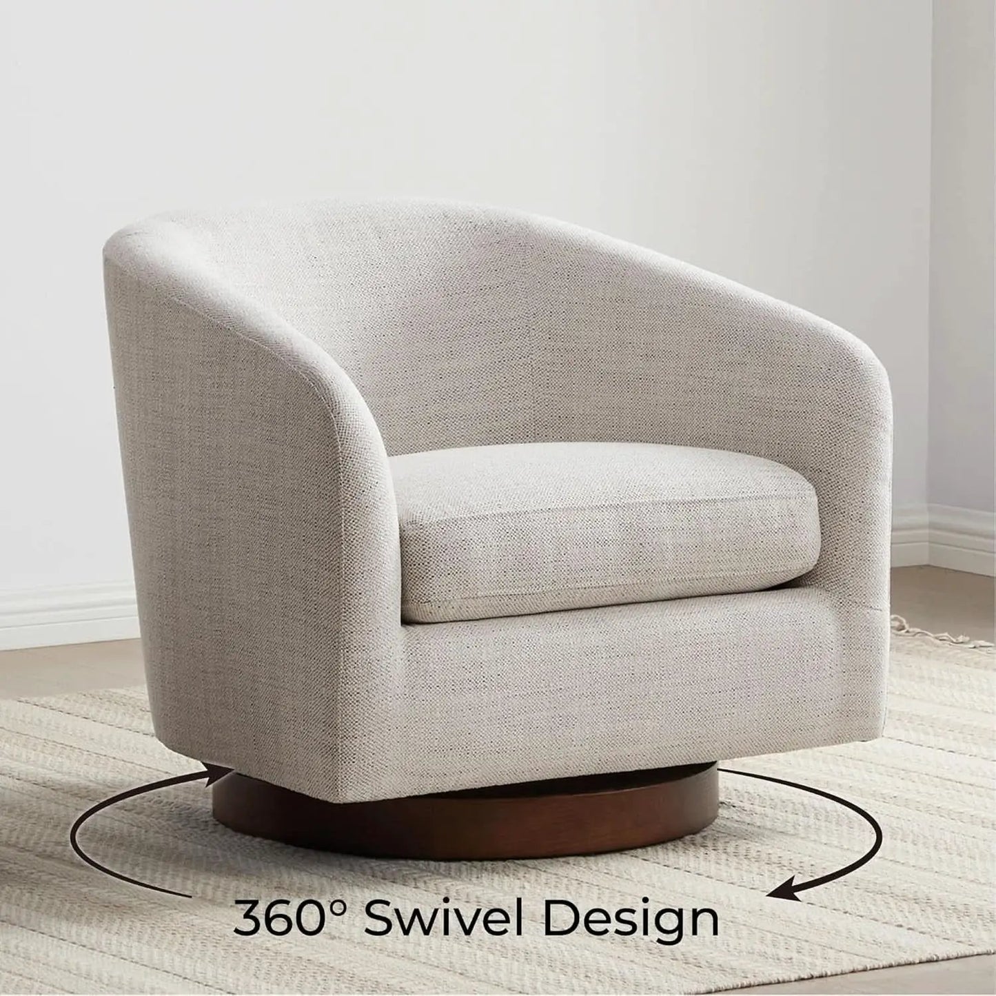 Ivory Swivel Barrel Chair With Plush Foam Back Cushion from PriceLows™