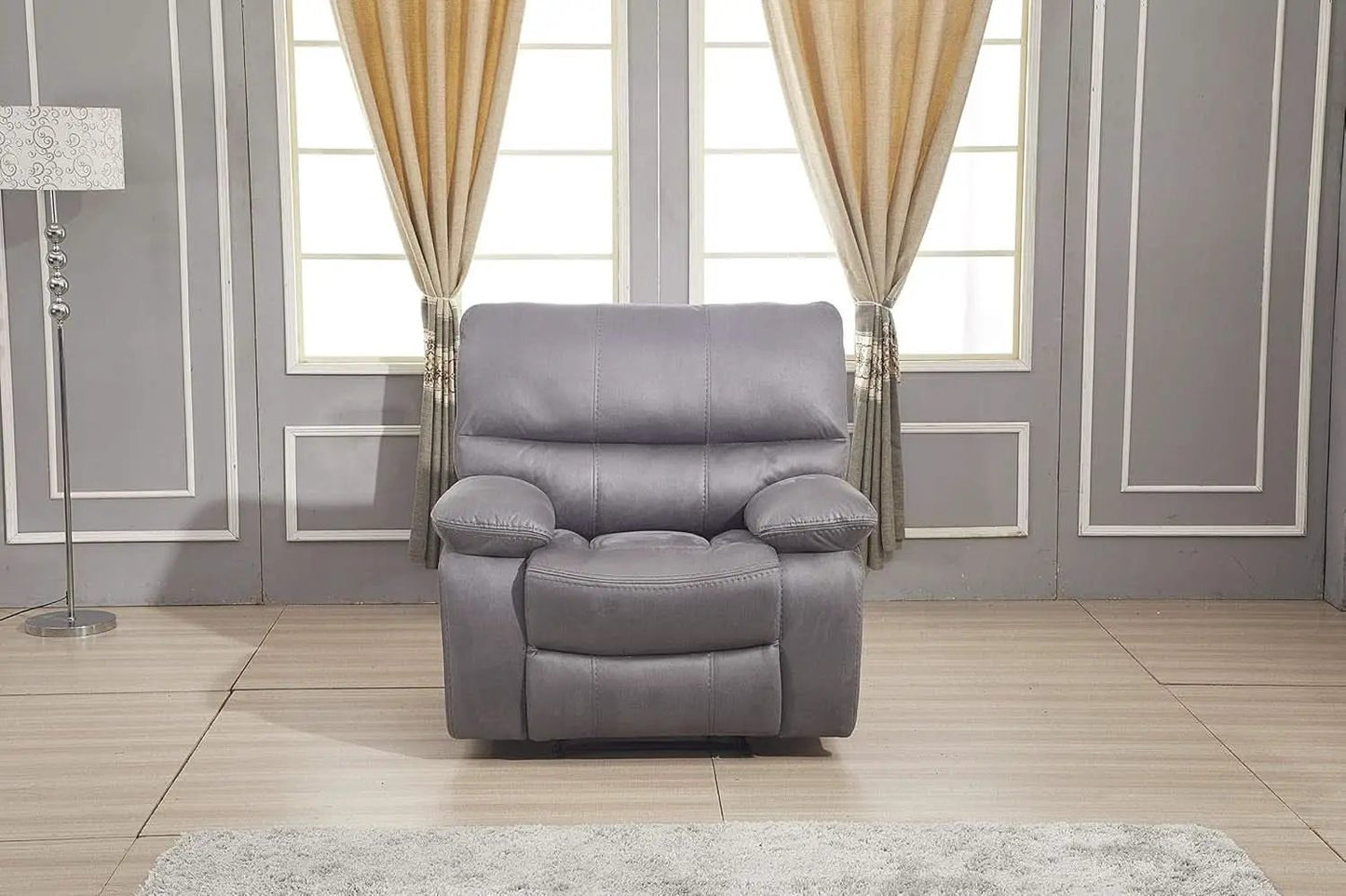 Microfiber Reclining Sofa Set Grey Living Room 8007 from PriceLows™