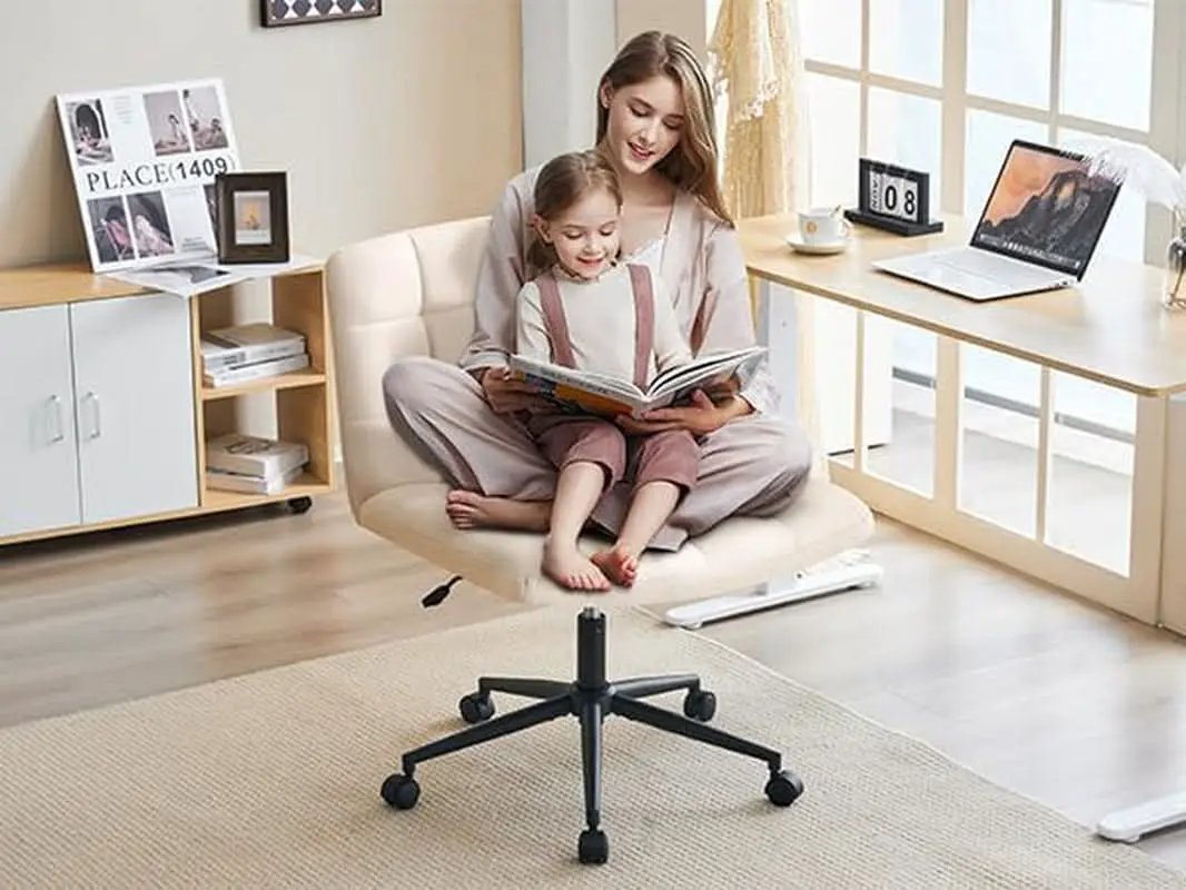 Height Adjustable Swivel Office Chair With Wheels Beige from PriceLows™