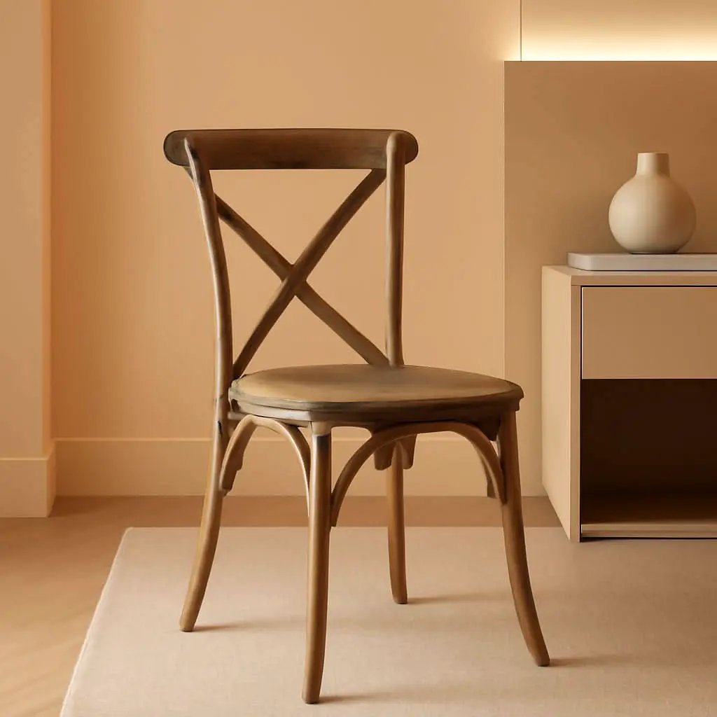 Two Pack Medium White Grain X-Back Dining Chairs Stackable Elm Wood Construction from PriceLows™