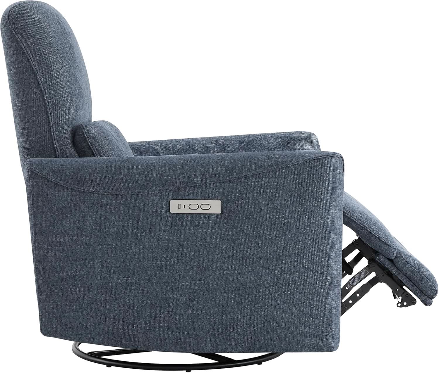 Ink Blue Power Swivel Glider Recliner With USB Charging from PriceLows™