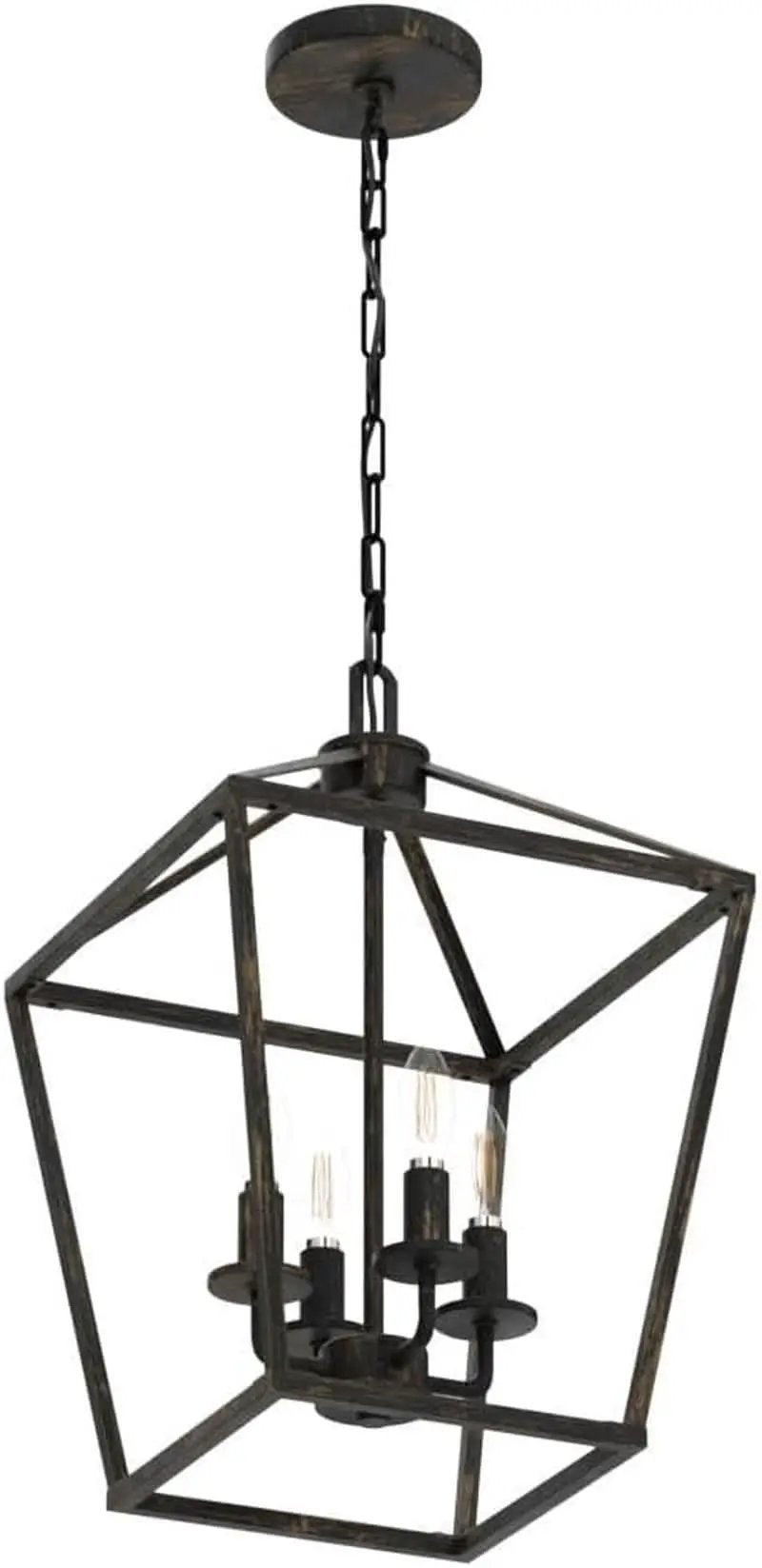 Industrial Black and Gold 4 Light Chandelier With Adjustable Chain from PriceLows™