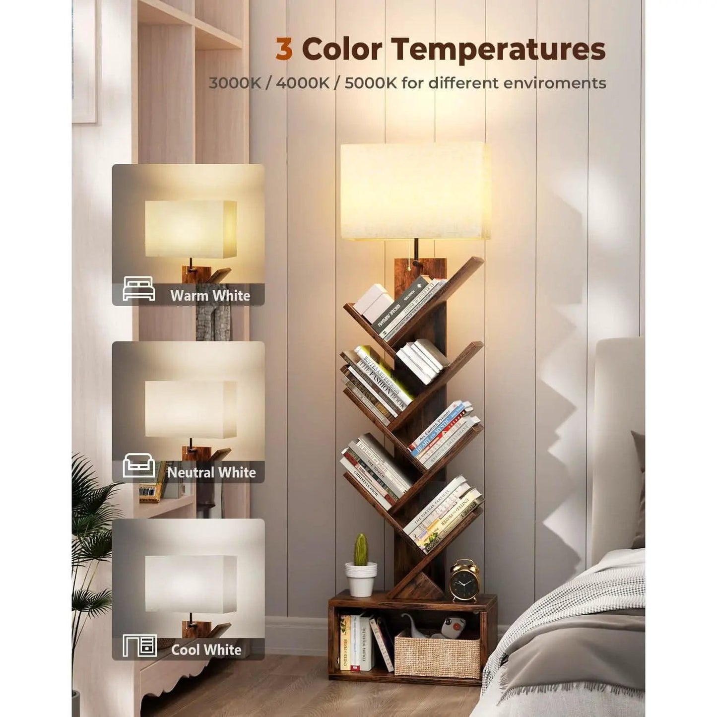 6 Tier Tree Bookshelf With Light Rustic Brown Home Office from PriceLows™