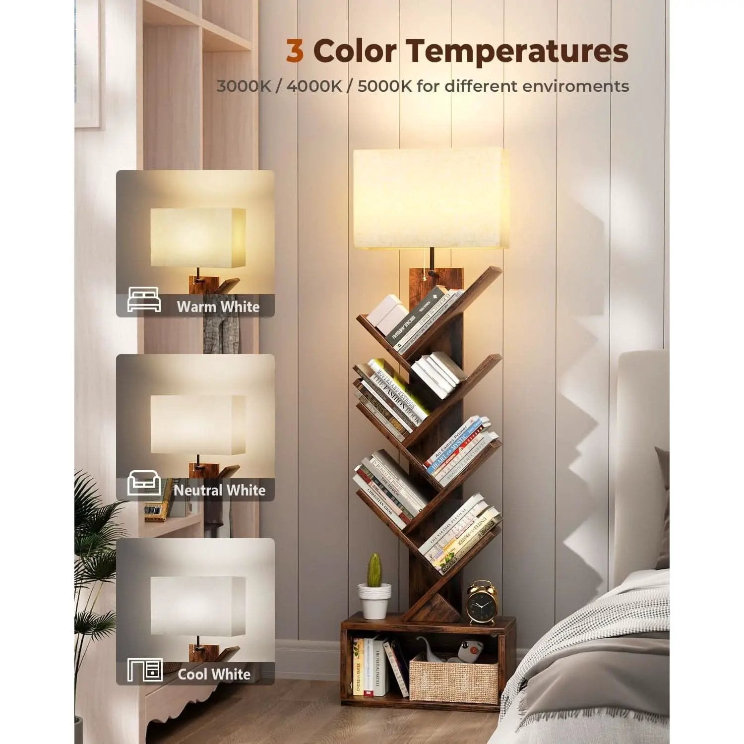 6 Tier Tree Bookshelf With Light Rustic Brown Home Office from PriceLows™