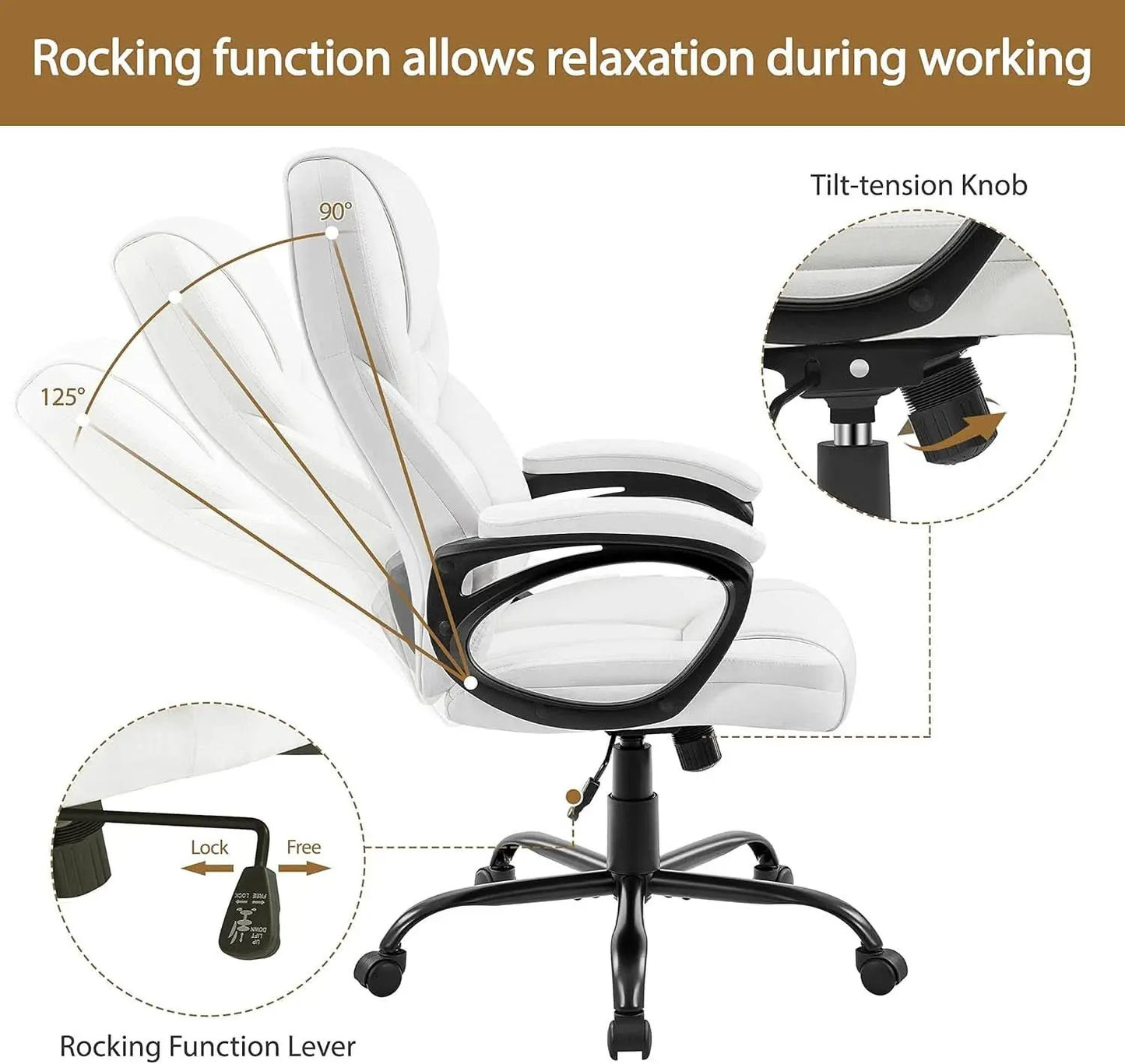 High Back Executive Chair White Ergonomic Office Chair from PriceLows™