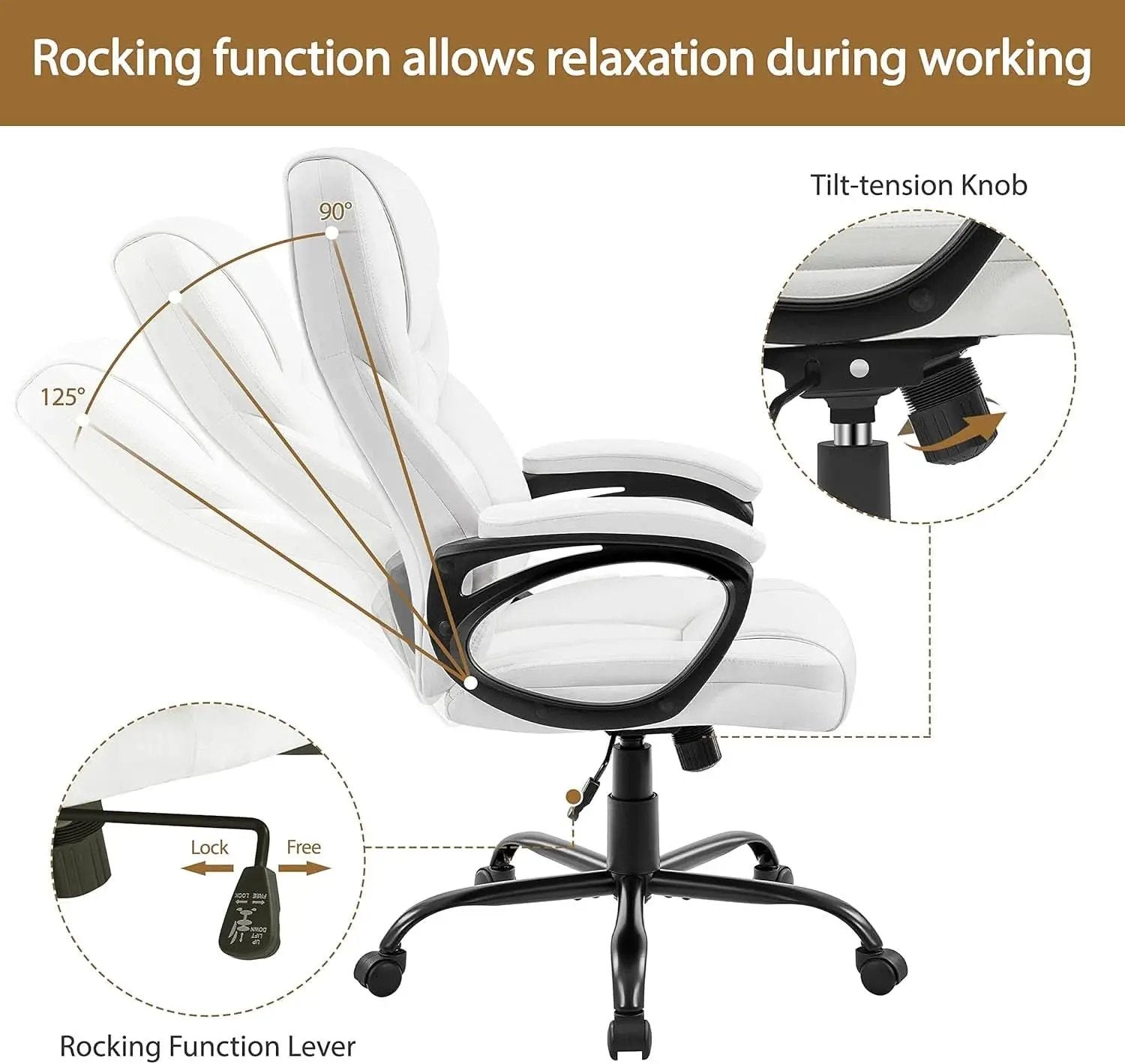 High Back Executive Chair White Ergonomic Office Chair from PriceLows™