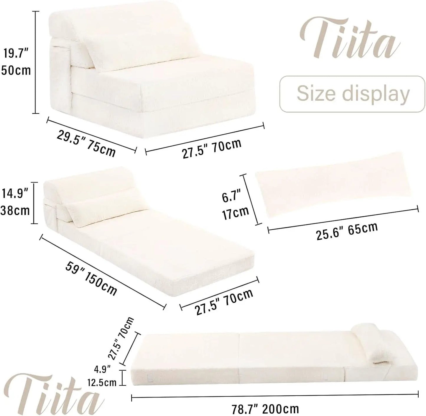 Multifunctional Sleeper Sofa Bed Single Size Beige from PriceLows™
