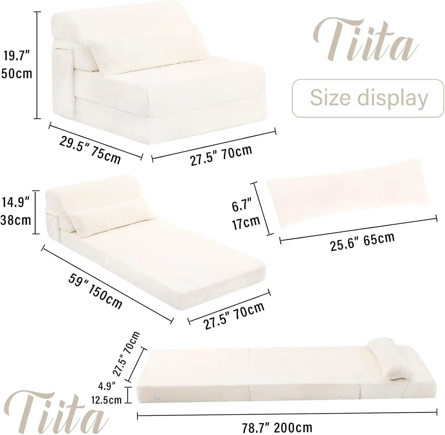 Multifunctional Sleeper Sofa Bed Single Size Beige from PriceLows™