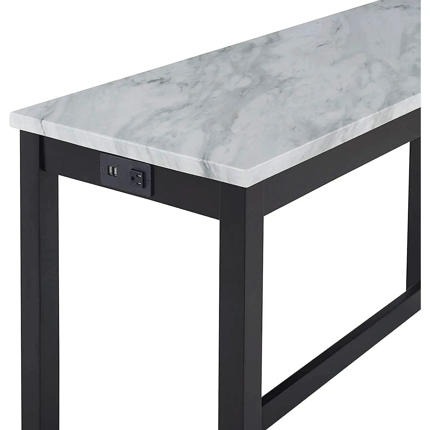 Blue Velvet Bar Table Set With Faux Marble Top 4 Piece from PriceLows™