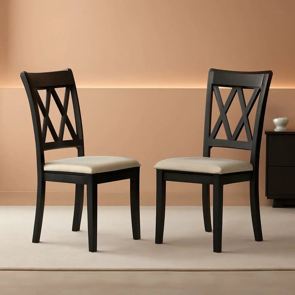 Windvale Black Cross Back Fabric Upholstered Dining Chair Set Of 2 from PriceLows™