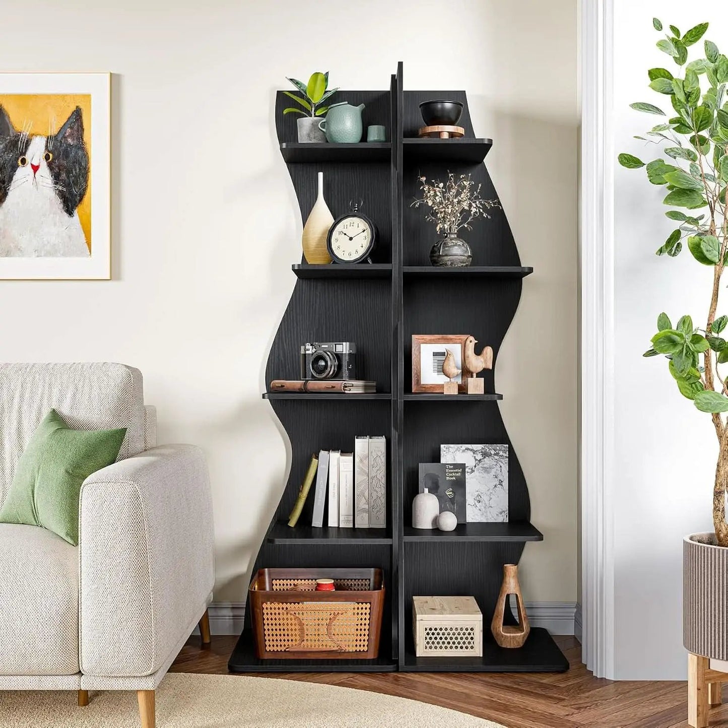 White 5 Tier Corner Shelf Wall Bookcase For Small Spaces from PriceLows™