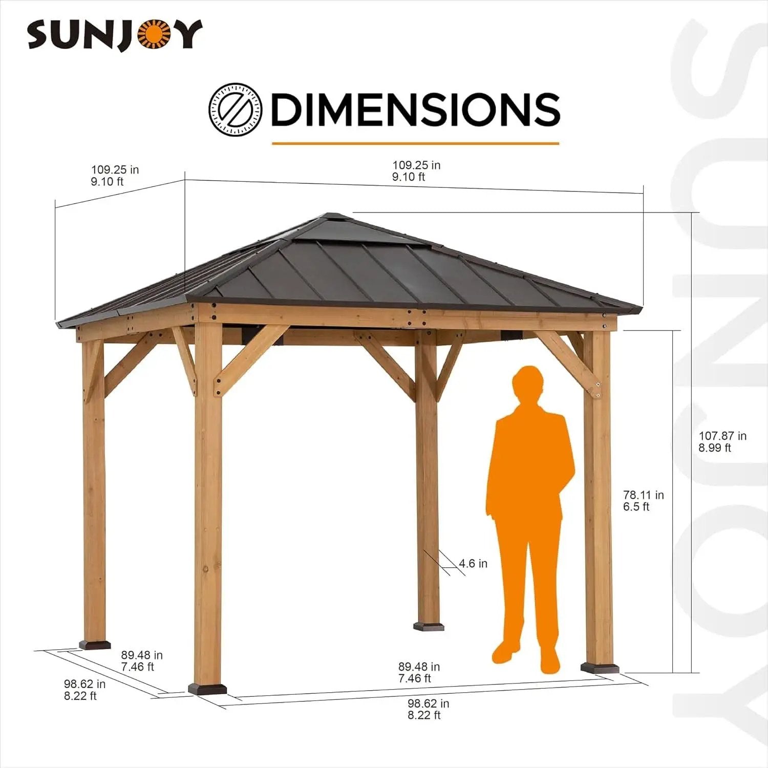 9x9 Cedar Framed Hardtop Gazebo Outdoor Patio Garden Shade from PriceLows™