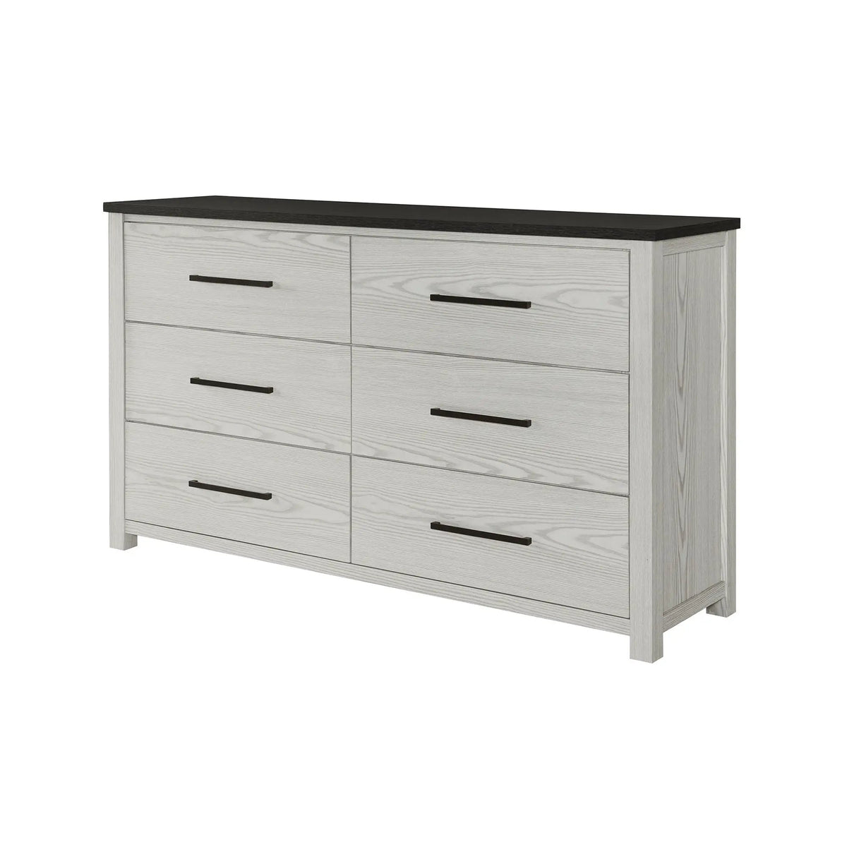 Avery Dresser | Beige | Dark Top | Black Bar Handles And Block Feet