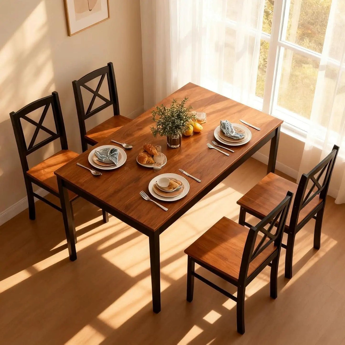 Executive Solid Rubber Wood Space Saving Dining Set from PriceLows™