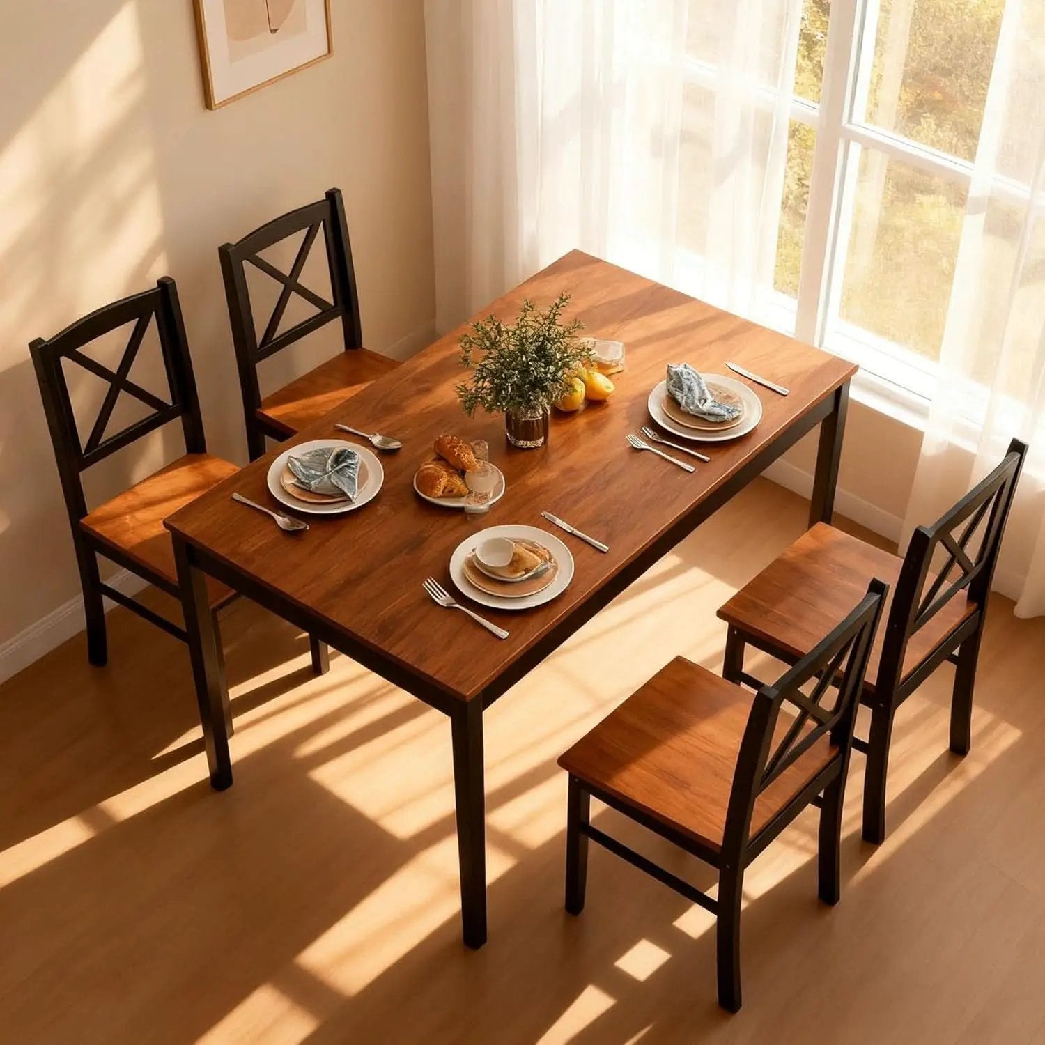 Executive Solid Rubber Wood Space Saving Dining Set from PriceLows™