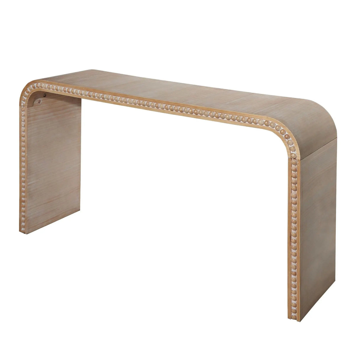 Waterfall Console Table | 59 Inch Width | Wood Trim Accent | Farmhouse Finish