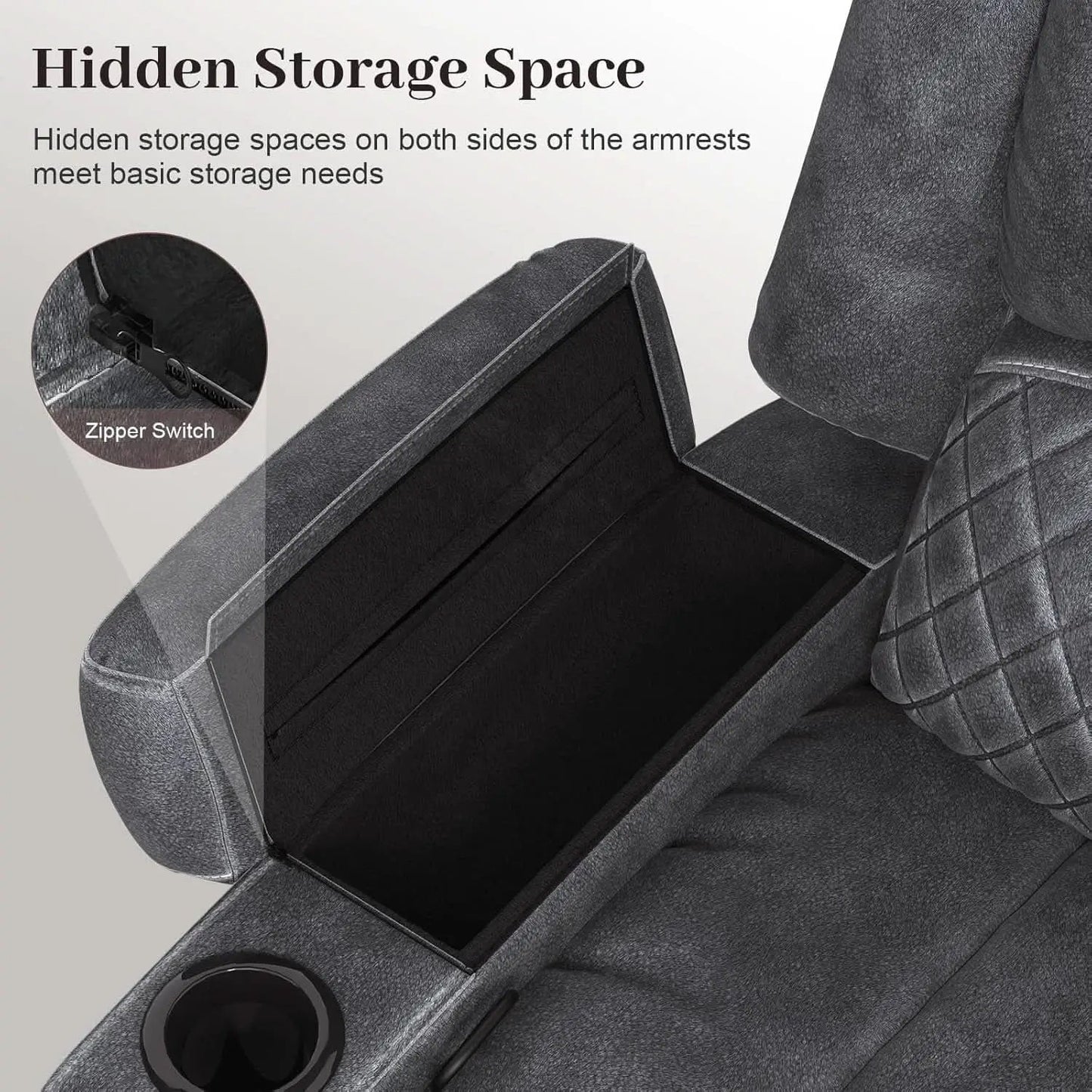 Grey 3 Seater Recliner Sofa Set With Removable Console For Living Room Comfort And Style from PriceLows™