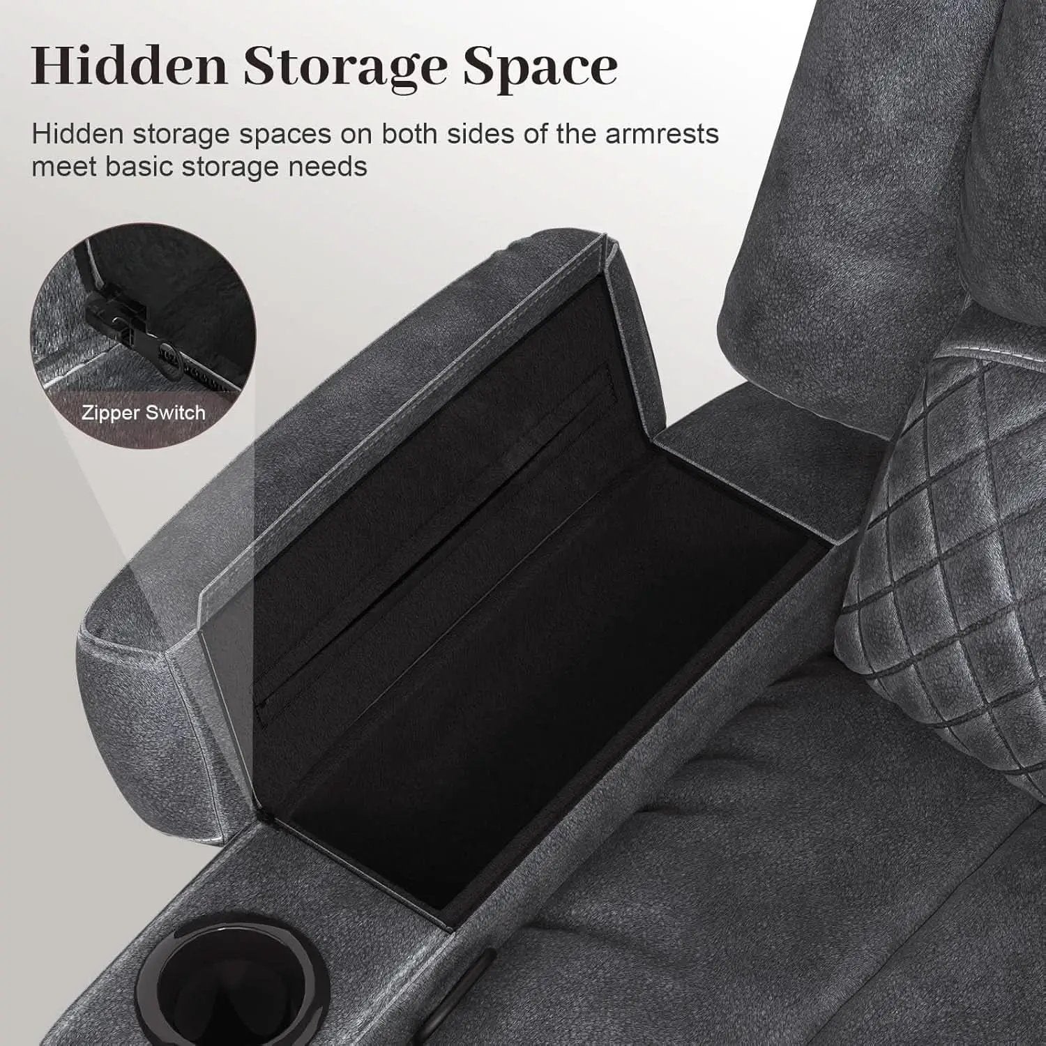 Grey 3 Seater Recliner Sofa Set With Removable Console For Living Room Comfort And Style from PriceLows™