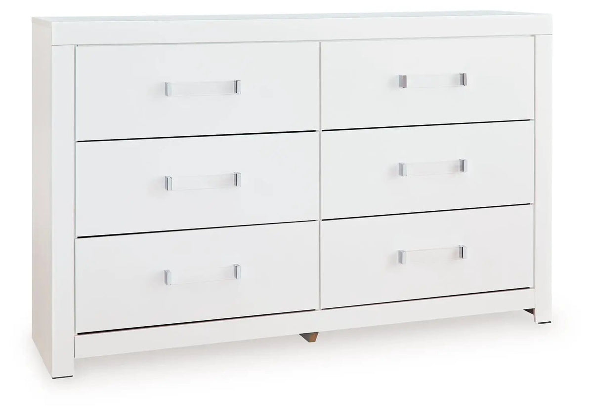 Maeling Six Drawer Dresser | 4 Pieces | Acrylic | Bedroom