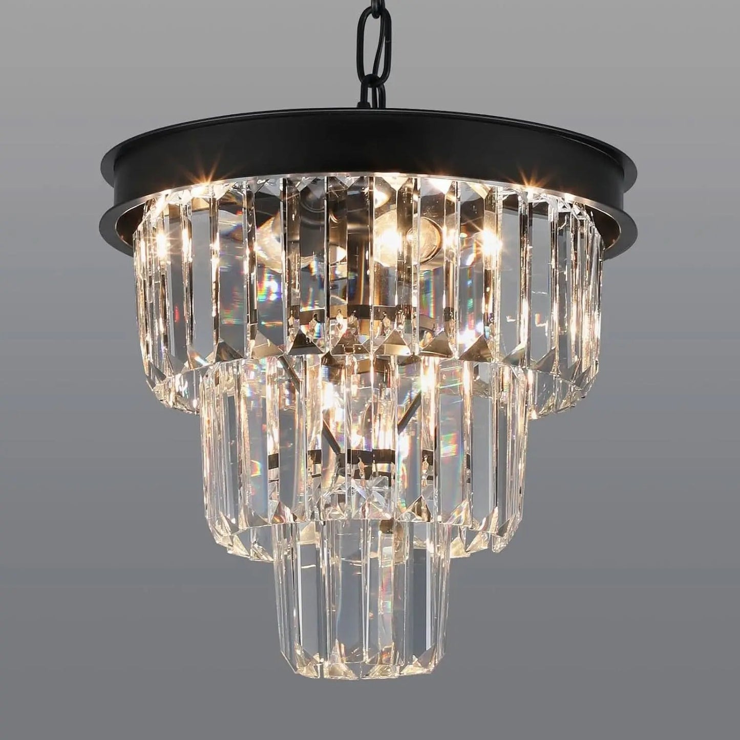 Black Four Light Crystal Chandelier Dining Pendant from PriceLows™