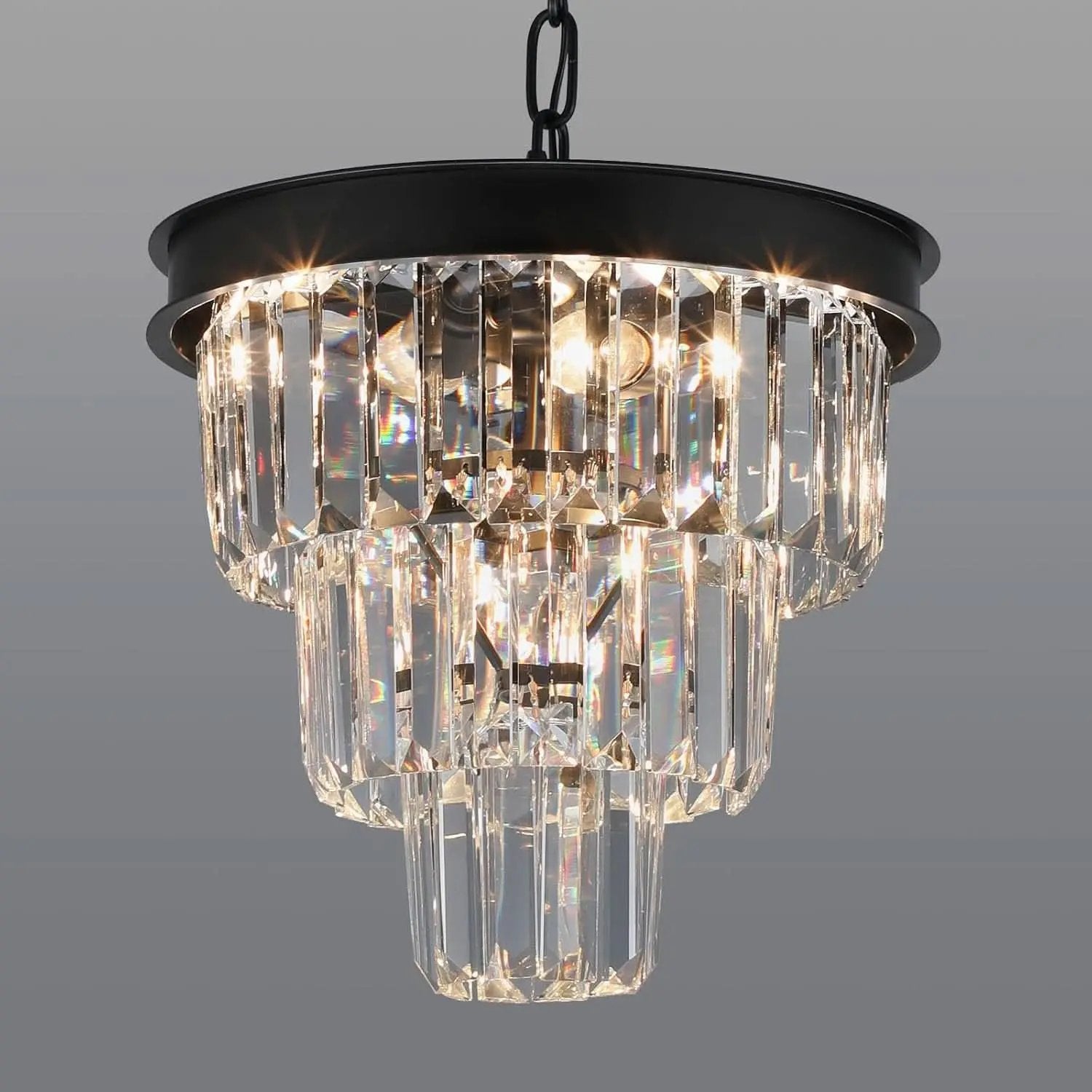 Black Four Light Crystal Chandelier Dining Pendant from PriceLows™