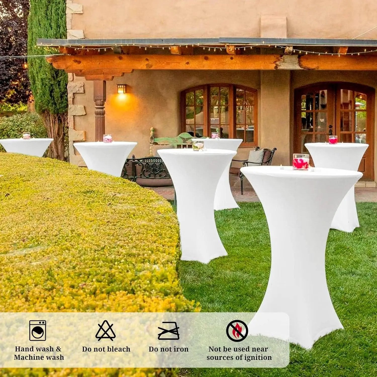 White Spandex Square Cocktail Table Covers 32x43Inches from PriceLows™