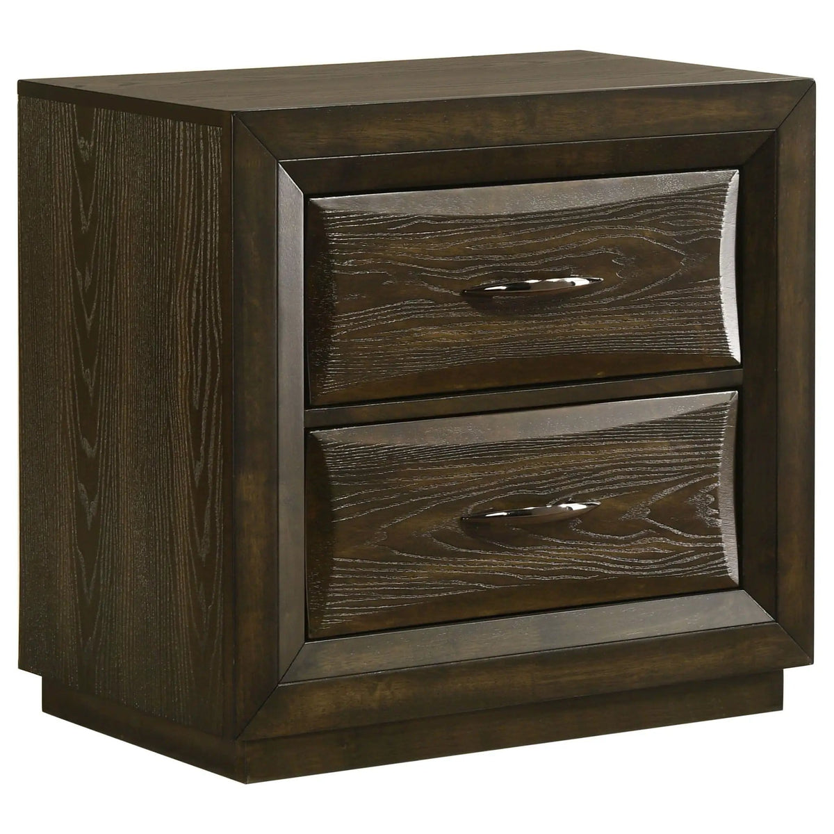 Atlas 2-drawer Bedroom Nightstand Bedside Table Dark | 27.25 x 16.25 x 25.75 in | Rubberwood & Engineered Wood | Oak