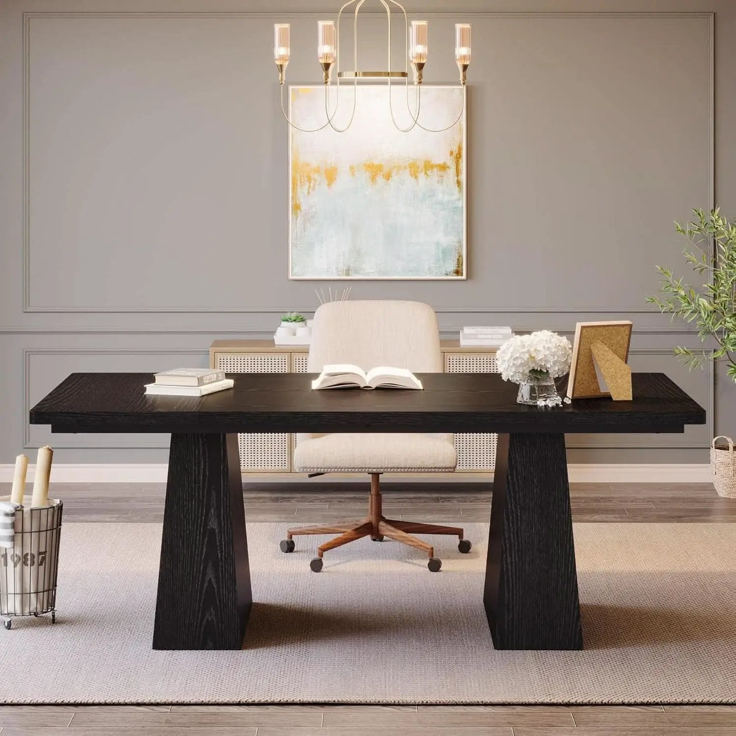 63-Inch Modern Executive Desk Featuring Dual Pedestal from PriceLows™